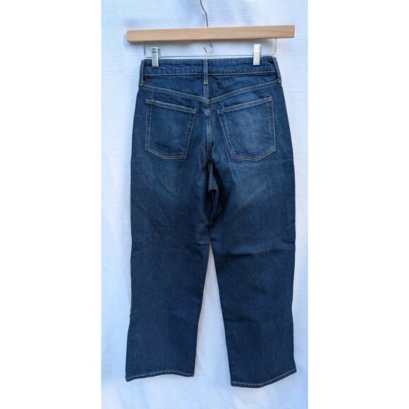 Free Assembly Womens Super High Rise Wide Leg Crop Jeans Sz 4 Straight Dark Wash - Picture 4 of 8